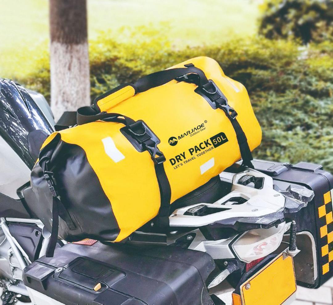バイクシートバッグ 防水 軽量 完全防水 シートバッグ　イエロー　50Lイエローサイズ 装備/装具