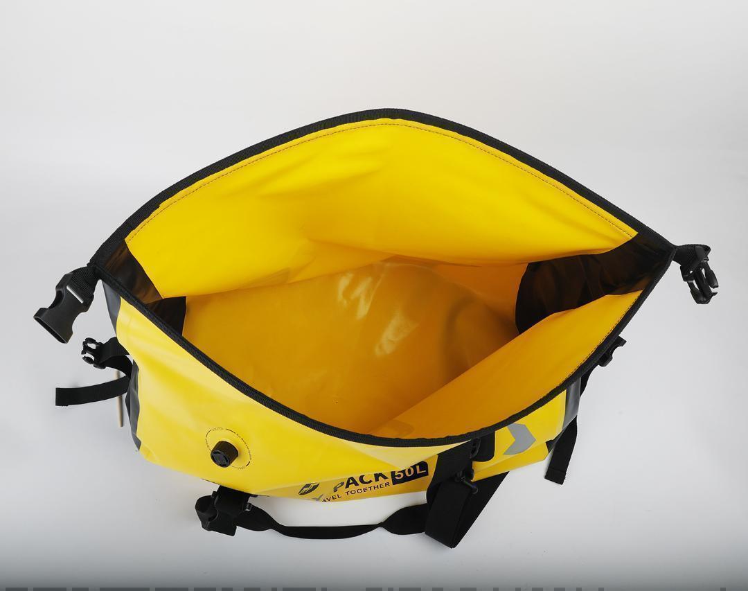 バイクシートバッグ 防水 軽量 完全防水 シートバッグ　イエロー　50L